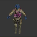 Tactical Military Character In Combat Uniform With Protective Vest And Helmet
