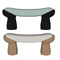 Stylish Modern Sofa Stool With Curved Wooden Legs And Soft Fabric Cushion