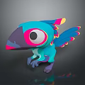 Cute 3D Cartoon Bird Character With Blue Body Big Eyes And Colorful Feathers