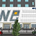 Modern Office Building at New Culture Plaza With WE Logo Glass Curtain Wall and Entrance