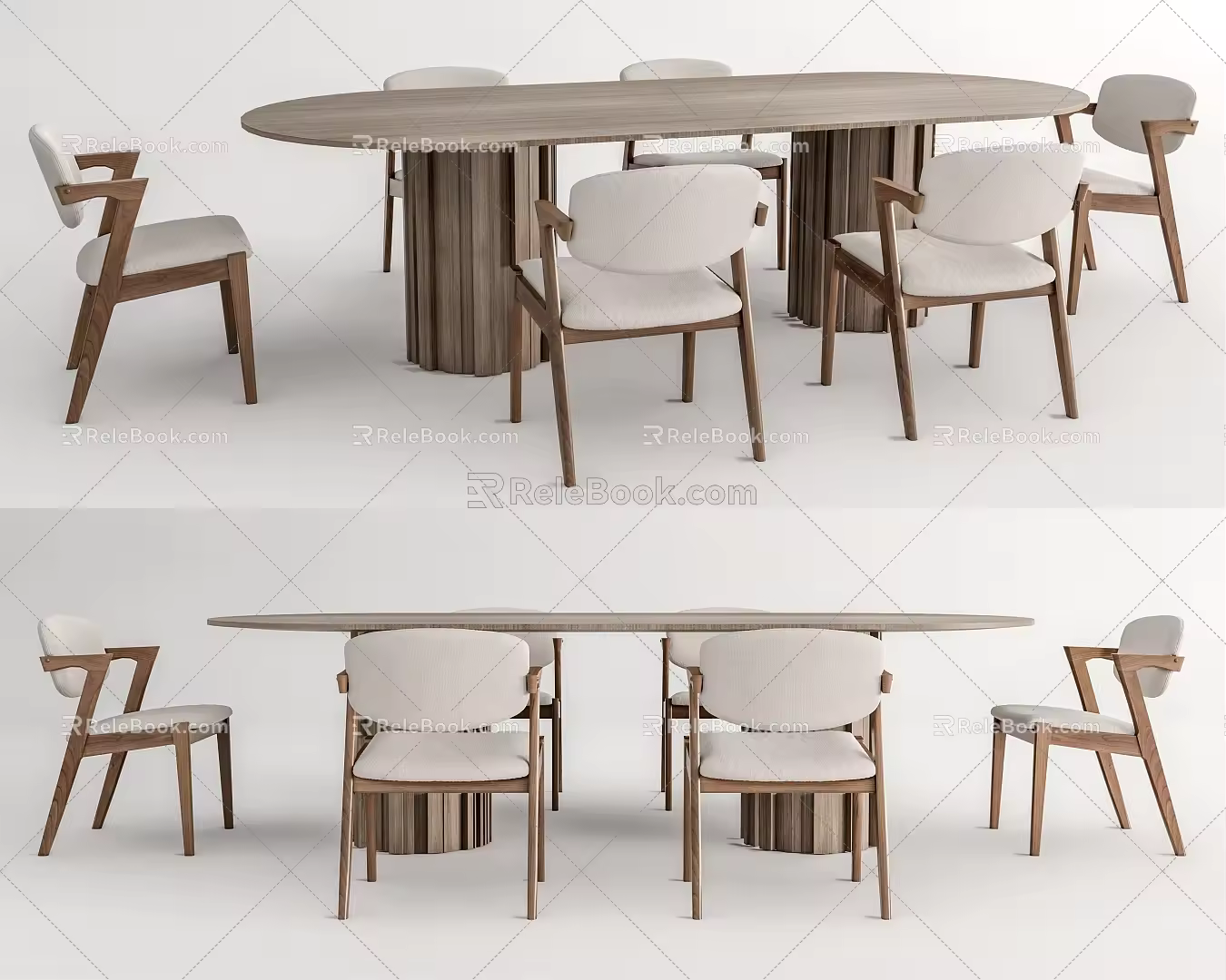 Nordic Dining Table and Chair Combination Dining Table and Chair 3d model