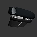 Black Police Hat with Metal Badge and Black White Checkered Band