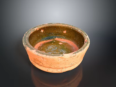 Hand Carved Ceramic Sculpture Bowl with Textured Exterior and Glazed Interior Design 3d model