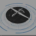 High Tech Electronic Drone Featuring Blue Circular Interface On Dark Background Platform 3d model