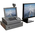 Modern POS Cash Register With Display Monitor And AI Interface Screen