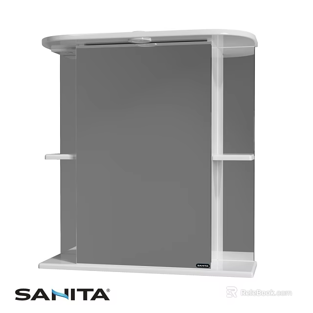 Modern Washbasin Vanity With Mirror And Side Shelves For Bathroom Storage 3d model 