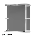 Modern Washbasin Vanity With Mirror And Side Shelves For Bathroom Storage