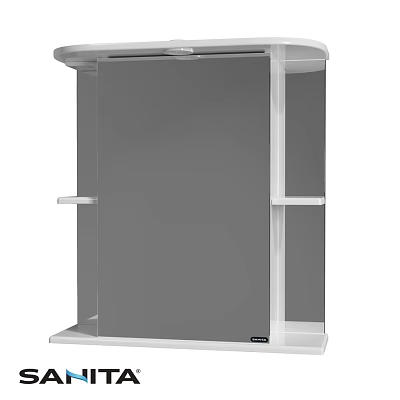 Modern Washbasin Vanity With Mirror And Side Shelves For Bathroom Storage 3d model