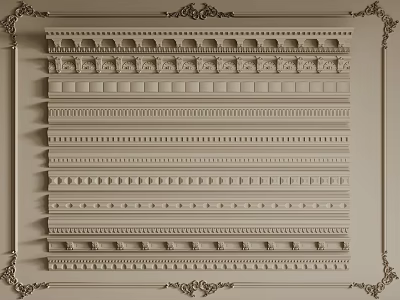 Various Crown Molding Styles with Intricate Designs for Interior Decoration 3d model
