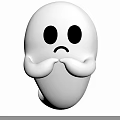 Adorable White Cartoon Ghost Character With Sad Expression And Crossed Hands