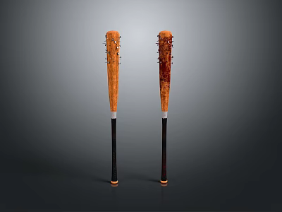 Pair of High Quality Wooden Baseball Bats With Ergonomic Handles For Sports 3d model