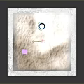Scenic Sandpit Landscape with Square Frame Pink Block Blue Bucket Red Shovel and Sandy Surface