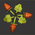 3D Model Red Strawberries With Green Leaves Against Black Background 3d model