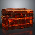 Vintage Handcrafted Wooden Storage Trunk With Metal Straps And Rope Handles