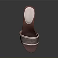 Women's High Heel Slippers with Woven Pattern Upper Wooden Heel and White Sole Brown