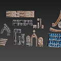 Creative Building Blocks Set with Various Shapes Colors and Architectural Parts Like Arches Walls Roofs