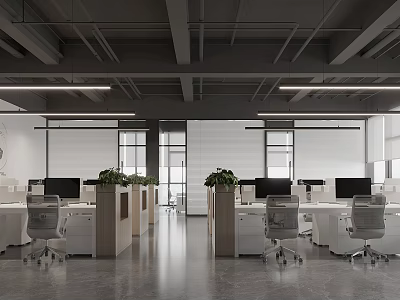 Modern public office area 3d model