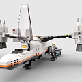 Building Block Interstellar Spaceship Model In White Orange With Wings Engine Small Vehicle And Minifigure