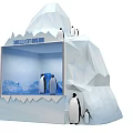 Iceberg Themed Penguin Exhibition Display With Snowman And Penguin Figures