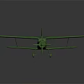 Green Biplane Airliner Model With Detailed Wings Propeller And Static Display On Dark Background