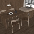 Modern Dining Table and Chair Combination 3d model