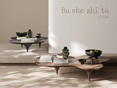 Modern Coffee Table with Green Vase Bowl and Wooden Coffee Table with Books White Towel 3d model