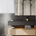 Elegant Modern Bathroom Interior With Marble Walls Glass Shower Freestanding Bathtub And Wooden Cabinets