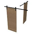 Modern Simple Wooden Sliding Doors With Black Frame For Interior Partition
