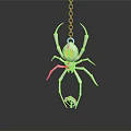 Unique Silver Spider Shaped Pendant Necklace With Blue Gemstone And Chain