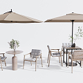 Modern Outdoor Table and Chair Outdoor Leisure Table and Chair 3d model