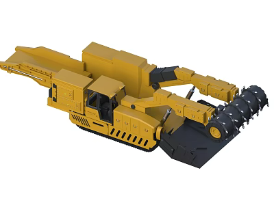 Yellow Tracked Functional Vehicle With Front Blade Rear Drum For Engineering Construction Work 3d model