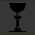 Metallic Goblet With Tall Stem Decorative Square Base And Ornate Design