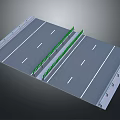 Urban Road Structure With Multiple Lanes Green Median Strip And White Lane Markings