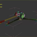 Green Vintage Artillery Weapon With Wheeled Base And Long Metal Barrel