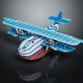Vintage Passenger Biplane Seaplane With Blue White Red Livery And Classic Design