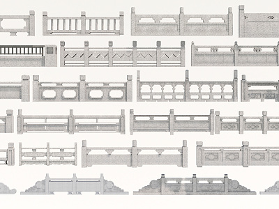 Chinese Guardrail Stone Railing model