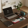 Computer Keyboard Watch Books Mobile Phone Tablet Ornaments 3d model