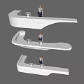 Modern Curved White Reception Desk With LED Lighting In Office Lobby