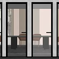 Sleek Black Framed Hinged Doors With Frosted Glass For Modern Interior Spaces