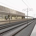 Modern high-speed railway station electric line trunk track light rail train passengers 3d model