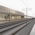 Modern high-speed railway station electric line trunk track light rail train passengers passengers 3d model