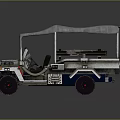 Off Road Utility Vehicle With Canvas Canopy Open Top Large Tires And Front Lights