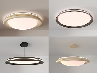 Modern Lighting Combinations With Round Ceiling Lamps And Stylish Pendant Lights 3d model