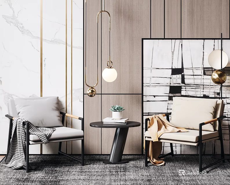 Elegant Casual Sofa Set With Comfortable Seats And Stylish Coffee Table 3d model