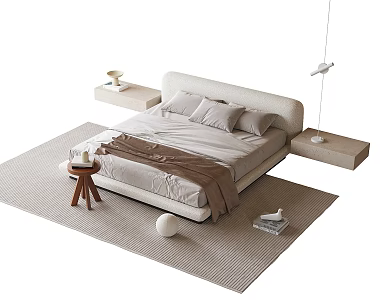 Modern Double Bedside Cabinet 3d model