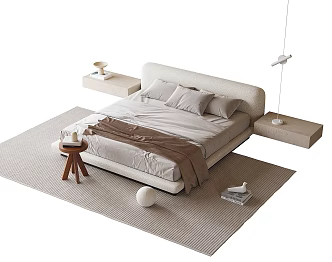 Modern Double Bedside Cabinet 3d model