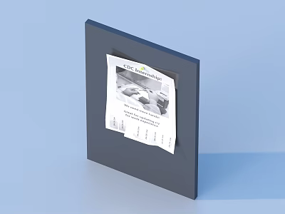 Gray Display Board With Attached Paper Containing Image And Text 3d model