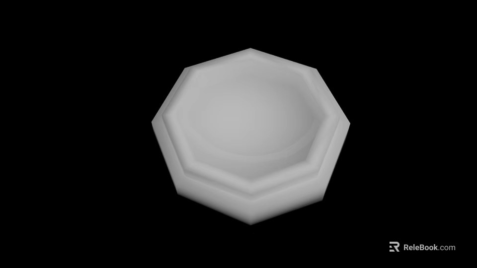 White Octagonal Polyhedron 3D Render With Layered Surface On Black Background 3d model 