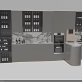 Modern Kitchen Design With Elegant Wine Cabinet Glass Doors And Built in Appliances