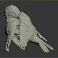 White Bird Sculptures As Flying Animals With Cuddling Pose And Spread Wings On Gray Background